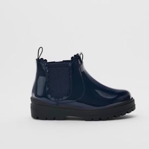 NWT Zara Baby Patent Effect Boots Blue size 6.5